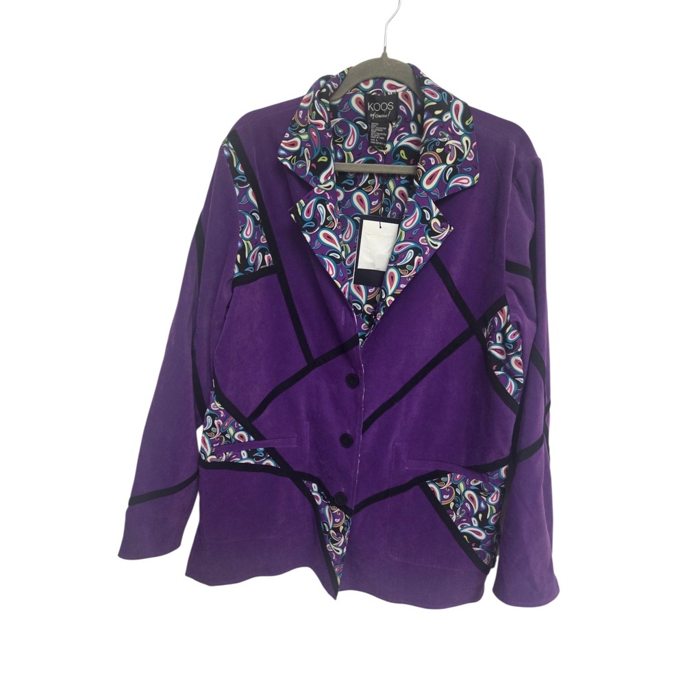 Vintage Koos of Course‎ Purple Patchwork Jacket Artsy Abstract Paisley Blazer